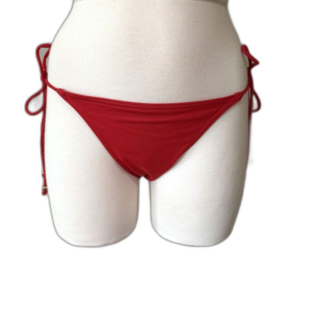 Womens Partial Bottom Sexy Red String Bikini Bottoms Swimsuit by sz Medium